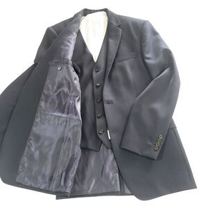 Ralph Lauren Wool Vest Blazer Navy Blue 2pc Set 40 Long Satin Sheen Preppy Event